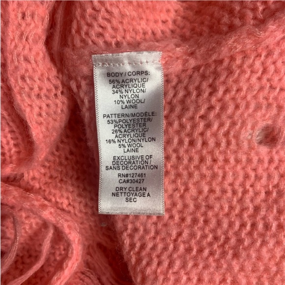 Wildfox White Label Pink Loose Knit Pullover Oversized Star Bright Sweater XS - Picture 9 of 9